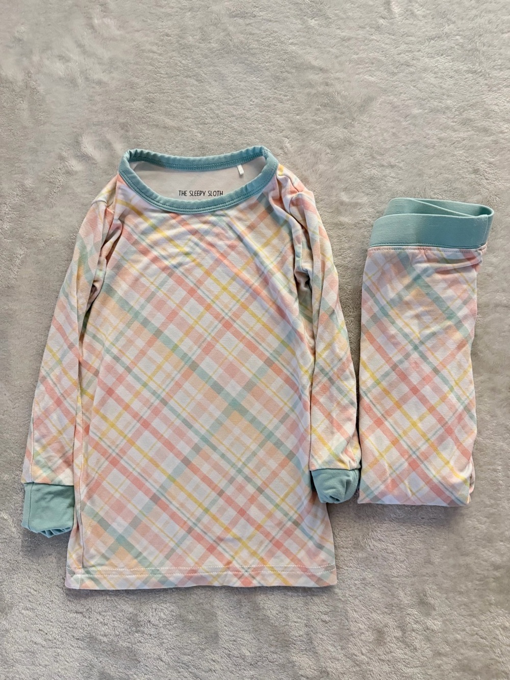 The Sleepy Sloth Bamboo Pajama Set – Pastel Plaid, 2T